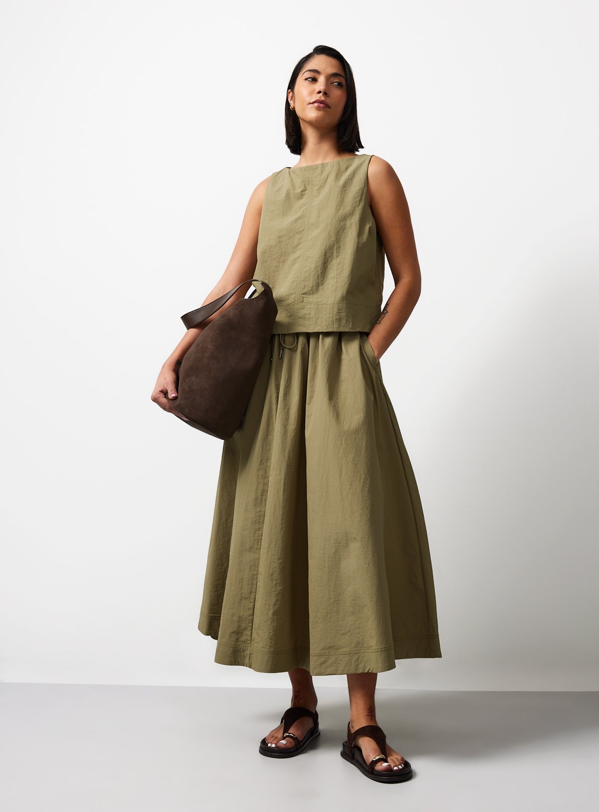 Light Khaki Technical Seam Detail Co-ord Shell Top 20 - Image 2 thumbnail